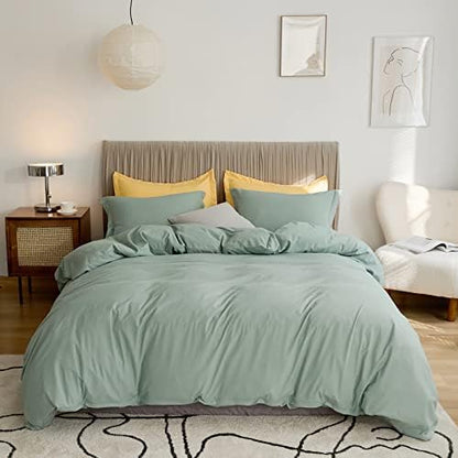  Queen Beige Duvet Cover Washed Microfiber Cream Beige Tan Khaki Quilt Cover Sets Queen Size 3 Pieces Tan Solid Color Bedding Sets (1 Queen Beige Duvet Cover And 2 Pillow Shams)