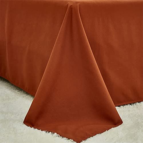  Solid Rust Bed Sheet Set Burnt Orange 4 Pieces Bedding Sheet Set 1 Fitted Sheet 1 Flat Sheet With 2 Pillowcases Queen Size Women Men Bed Caramel Sheet Sets
