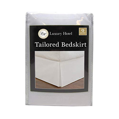 Lux Ux Hotel Microfiber Tailored Style Bed Skirt With Classic 14 Inch Drop Length, Queen, White