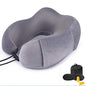  ENOTHEN Travel Pillow 100% Pure Memory Foam Neck Pillow With Machine Washable Cover, Airplane Travel Kit With 3D Contoured Eye Masks, Earplugs & Reusable Bag (Grey)