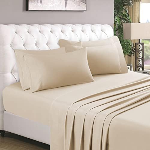  HOMEIDEAS 4 Piece Bed Sheets Set (Queen, Gold), 1800 Bedding Soft Brushed Microfiber Luxury Sheets, Deep Pockets, Easy Care, Wrinkle & Fade Free