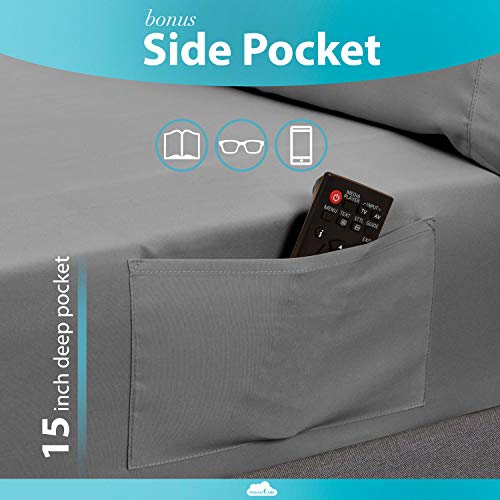  Deep Pocket Queen Sheets - 6 PCS Set - Up To 15 Inches - 2500 Supreme Collection - Superior Softness - Hotel Luxury Sheets & Pillowcases Set - Wrinkle And Fade Resistant (Queen, Gray)