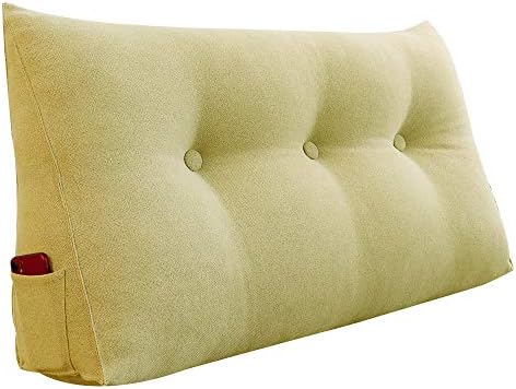  WOWMAX Wedge Body Positioners Pillow Triangular Reading Bedrest Throw Pillows Bolster Headboard Back Support Lumbar Cushion Pillow For Daybed With Removable Cover Linen Cotton Blend Dusty Taupe Twin