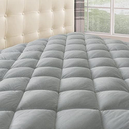  Queen Quilted Mattress Pad Cover With Deep Pocket (8"-21"), Cooling Soft Pillowtop Bed Mattress Cover, White