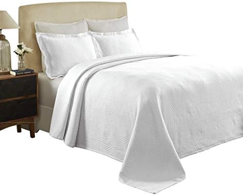  Cascade Cotton Jacquard Matelassé 3-Piece Bedspread Set