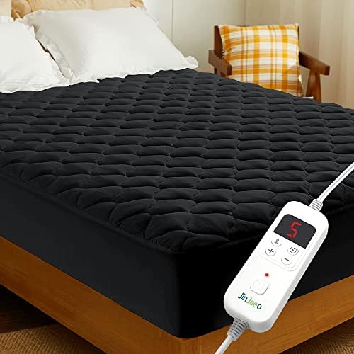  Heated Mattress Pad Queen Size Electric Mattress Pads Black Electric Bed Warmer Fit Up To 21" With 11 Heat Settings Single Controller 9 Hours Auto Shut Off