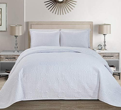  Linen Plus Collection 3 Pieces King/California King Over Size Embossed Coverlet Bedspread Set Solid Silver 118" X 106" New
