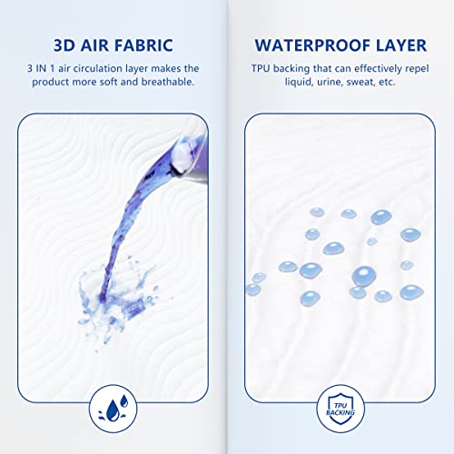  Premium Waterproof Mattress Protector Cal King Size, 3D Air Fabric Breathable Ultra Soft Noiseless, 8”-21" Deep Pocket Mattress Pad, Washable Mattress Cover