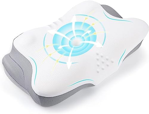  Liipoo Cervical Neck Pillow For Neck And Shoulder Pain Relief With Silk Pillow Cases, Ergonomic Orthopedic Memory Foam Neck Pain Pillow,Contoured Support Pillows For Side,Back And Stomach Sleepers