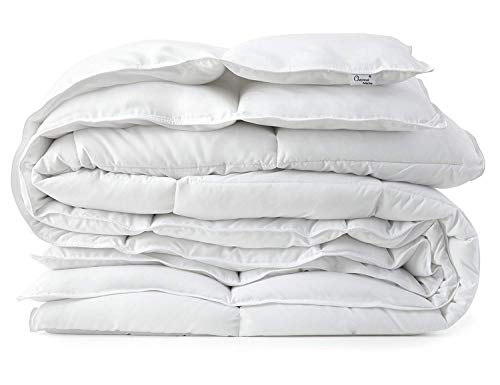  All Season Down Alternative Comforter - Plush Microfiber Fill - Box Stitch Quilted - Duvet Insert With Corner Tabs (Full/Queen, White)