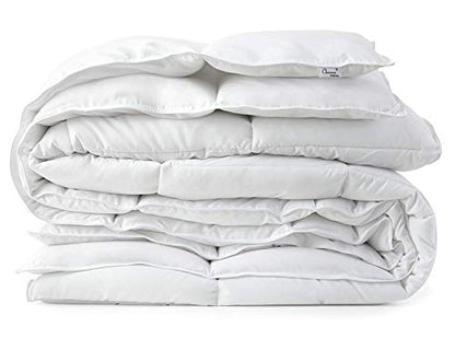  All Season Down Alternative Comforter - Plush Microfiber Fill - Box Stitch Quilted - Duvet Insert With Corner Tabs (Full/Queen, White)