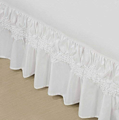  Luxury Hotel Quality Wrinkle And Fade Resistant Puff Collection Ruffled Bed Skirt 14inch Drop, King, White