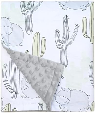  Soft Plush Deer Minky Baby Blanket For Boys Girls Unisex With Print Animal Pattern Double Layer Dotted Backing Bed Throws For Baby Crib Receiving For Newborns 30x40 Inches