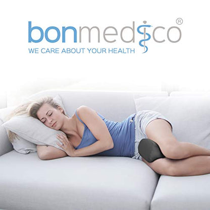  Bonmedico Knee Pillow Knee Support - Home Office Side Sleeper Pillow For Between Legs When Sleeping, Soft Memory Foam Made For Sciatica Pain Relief And Back Pain Relief, Black