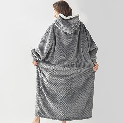  BEDELITE Fleece Sherpa Wearable Blanket Hoodie With Sleeves And Pocket, Cozy Warm Oversized Blanket Sweatshirt
