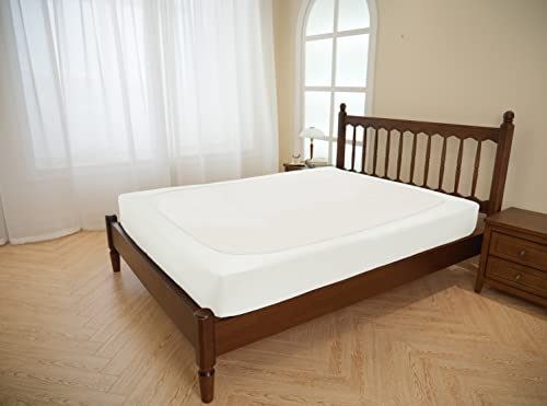  Biscaynebay Decorative Box Spring Cover Queen Size, Ivory Luxurious Jersey Knitting Stretchy Wrap Around 4 Sides Bed Skirt For Home/Hotels, Easy Fit Wrinkle Free Machine Washable