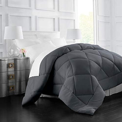  Italian Luxury Full/ Queen Size Comforter - 2100 Series Blanket, Down Alternative Insert W/ Corner Tabs - Home Bedding - 89"x89" White