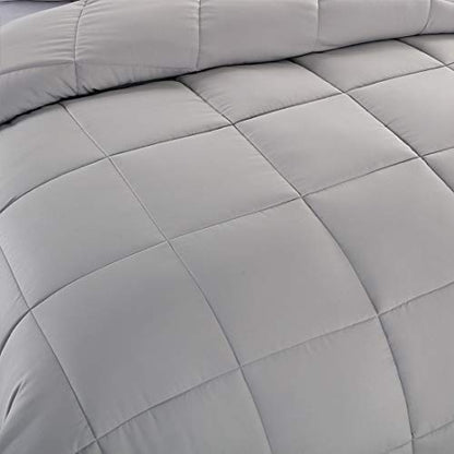  GUHER Comforter Duvet Insert(Cal-King, Grey)- Box Stitched Quilted Comforter-All Season Down Alternative Comforter With Corner Tabs