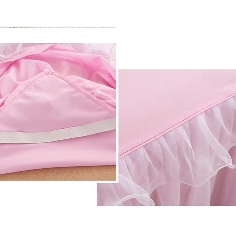  Walnut Pink Lace Lotus Leaf Lace Bed Skirts Color Bedspread Cover Non-Slip Sheets Without Pillowcase (Color : A, Size : Pillowcase 2pcs Code)