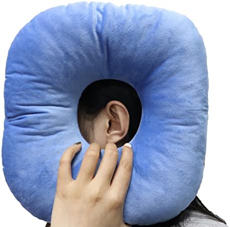  Back Scratcher Piercing Pillow For Side Sleepers, Donut Shaped Side Pillow With Hole For Ear, Ear Pillows For CNH And Ear Piercing Ear Pain, Ear Cushions For Sleeping Guard (Blue)
