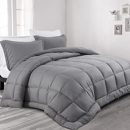 Fluffy Oversized King 120x120 Comforter Warm Down Alternative Comforter Duvet Insert With Duvet Cover For All Season, 8 Corner Tabs