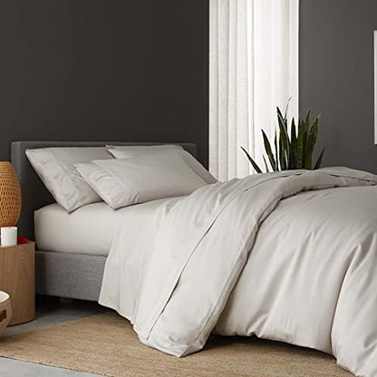  By SIJO 100% Organic Bamboo Sheet Set, Buttery Soft, Cooling For Hot Sleepers, Silky Breathable, Oeko-TEX, High GSM, 16" Deep Pockets - 3pc - 2 Pillowcases 1 Fitted Sheet (Fog, King)