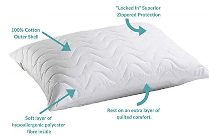  Mediflow Water Pillow: Memory Foam Re-Invented, 1 Pack, White & Quilted Pillow Protector: Get Zippered Protection From Dust And Allergens And Add A Layer Of Luxury And Comfort To Any Pillow