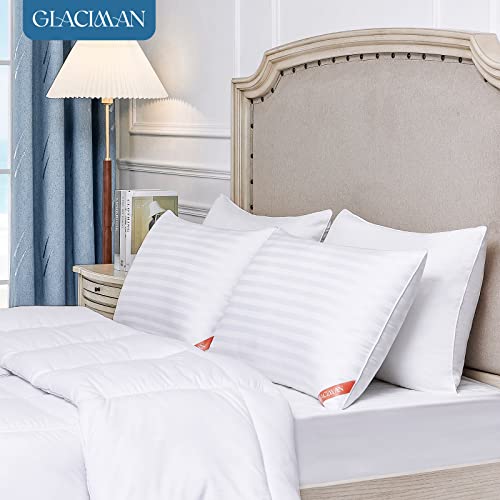  Standard Size Bed Pillows For Sleeping Set Of 2, Hotel Quality Pillows 2 Pack For Side And Back Sleepers, Breathable Cover And Down Alternative Filling, White Piping，20X26 Inches