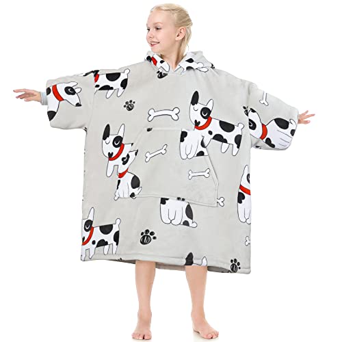  Narecte Kids Blanket Hoodie For Girls,Premium Sherpa Oversized Hoodie Blanket For Kids,Cozy And Big Wearable Blanket Hoodie Best Top Birthday Gifts For Teen Year Old Boy Gift Ideas Dog