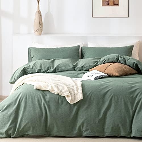  Queen Duvet Cover Set- 100% Washed Cotton 3 Pcs Soft Comfy Breathable Chic Linen Feel Bedding, 1 Duvet Cover And 2 Pillow Shams, Mauve Brown