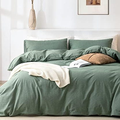  Queen Duvet Cover Set- 100% Washed Cotton 3 Pcs Soft Comfy Breathable Chic Linen Feel Bedding, 1 Duvet Cover And 2 Pillow Shams, Mauve Brown