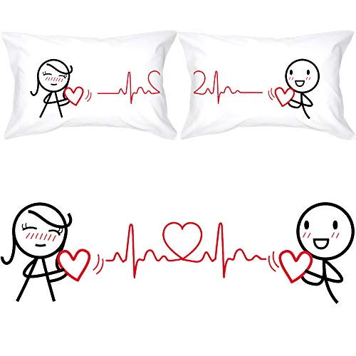  BoldLoft Love You Every Beat Of My Heart Couple Pillowcases-Gifts For Couples Anniversary Engagement Wedding Gifts For Bride Groom Boyfriend Girlfriend Gifts For Christmas Valentines Day Birthday