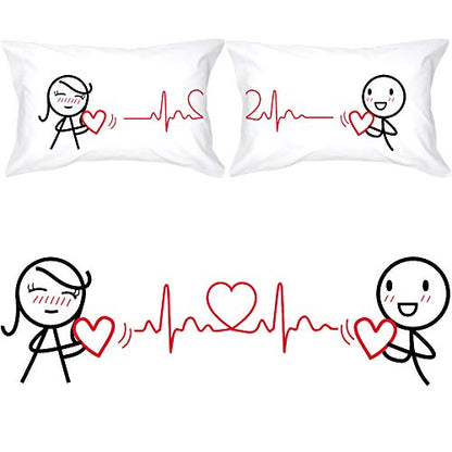  BoldLoft Love You Every Beat Of My Heart Couple Pillowcases-Gifts For Couples Anniversary Engagement Wedding Gifts For Bride Groom Boyfriend Girlfriend Gifts For Christmas Valentines Day Birthday