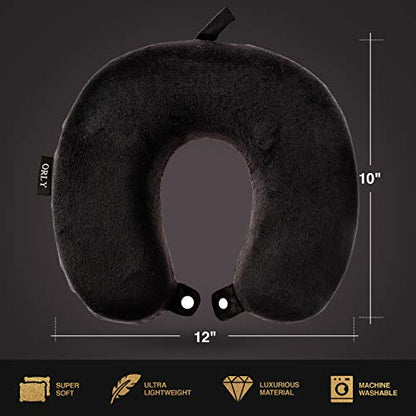  Charles Albert Memory Foam Travel Pillow, U Shaped Neck Pillow, Ultra Soft Comfortable Cushion For Neck Support, Lightweight Headrest, Machine Washable, Great For Airplane Chair, Car, Bed In Black