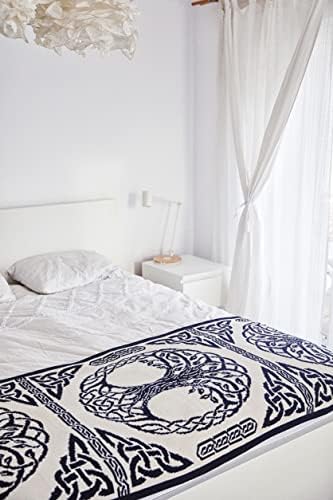  Bed Scarf Runner Irish Three Of Life Made Of Soft Wool Blend (Grey, King Bed)