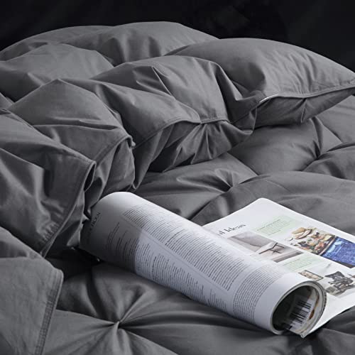  120x98 Palatial King Goose Feather And Down Comforter Duvet Insert Pinch Pleat Comforter-100% Cotton Cover-Fluffy And Soft For All Season Warmth-80 Oz