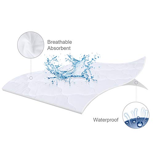 Full Size Mattress Protector Waterproof, Breathable & Noiseless Full Mattress Pad Cover Quilted Fitted With Deep Pocket Strethes Up To 14" Depth (54"x 75")