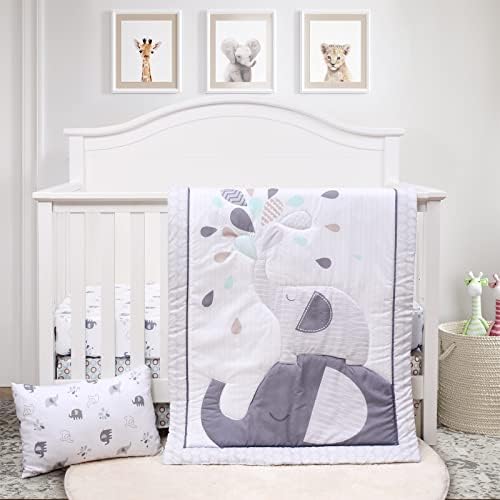  5 Piece Crib Bedding Set For Girls Unicorns Baby Girl Bedding Crib Set Nursery Bedding Sets - Crib Quilt Crib Sheet Pillowcase Crib Skirt Diaper Stacker