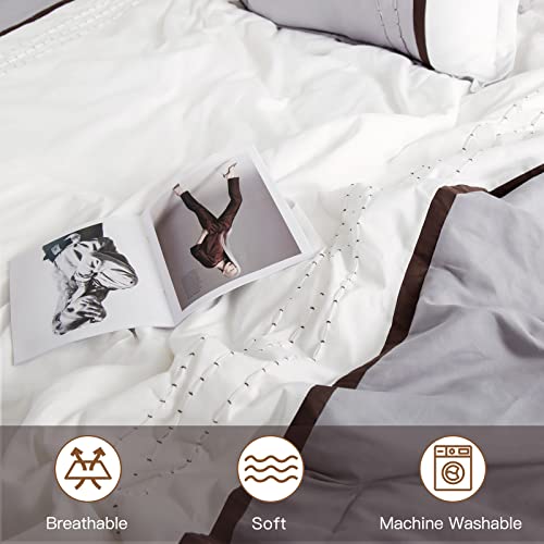  Airensky Queen Comforter Set - 5 Pcs Handmade Pintuck Bedding Comforter Sets With 1 Soft & Lightweight Microfiber Down Alternative Duvet Insert And 4 Pillowcases & Shams, Queen (94x92 Inches)