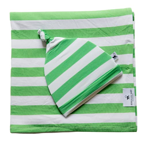  BUNGALOW BABY Swaddle Set - Premium Bamboo Viscose Baby Swaddle Blanket & Hat Set, Baby Boy, Baby Girl, Unisex, Newborn Swaddle, Bamboo Blanket, Stocking Suffer For Baby (Dash/Black & White)