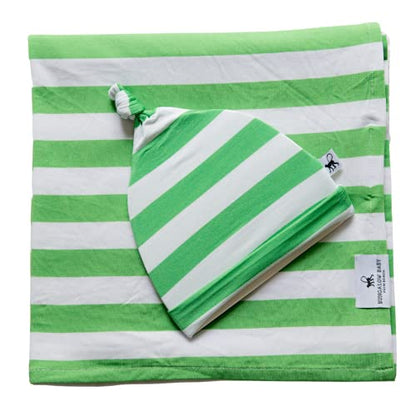  BUNGALOW BABY Swaddle Set - Premium Bamboo Viscose Baby Swaddle Blanket & Hat Set, Baby Boy, Baby Girl, Unisex, Newborn Swaddle, Bamboo Blanket, Stocking Suffer For Baby (Dash/Black & White)