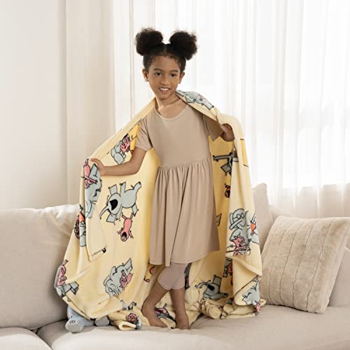  Berkshire Blanket & Mo Willems® VelvetLoft® Luxury Soft Cozy Cute Kids Throw Blanket,Gifts For Kids,Elephant & Piggie,50 In X 70 In(Official Mo Willems® Product)