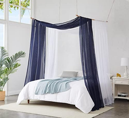  Set Of 2 White & White Canopy Bed Curtains In 55 X 104 Inch Size. 2 Twin Bed Canopy Curtains Can Be Turned Into Kids Bed Tent Or Bed Canopy For Girls. BE White & White 104"