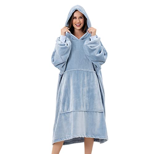  Oversized Blanket Hoodie For Adults - Extra Long Wearable Sweatshirt With Giant Sleeve, Hood And Pocket
