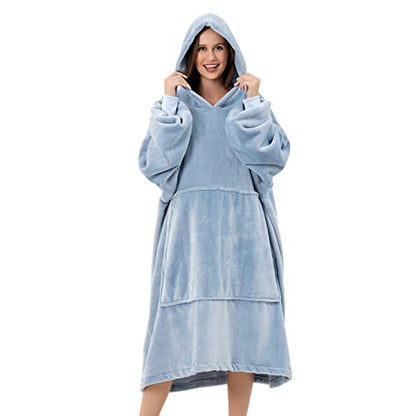  Oversized Blanket Hoodie For Adults - Extra Long Wearable Sweatshirt With Giant Sleeve, Hood And Pocket
