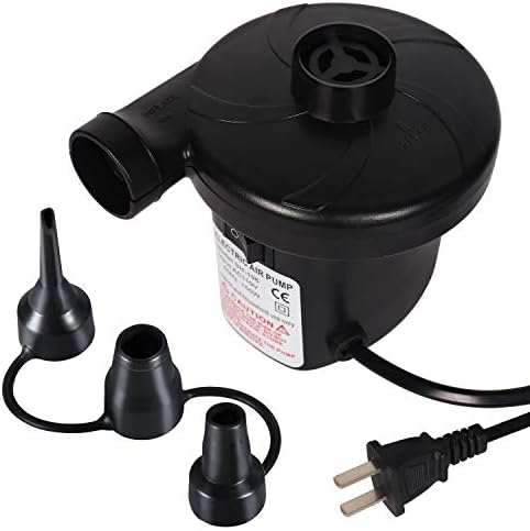  Battery Powered Air Mattress Pump, Electric Quick-Fill Blower Portable Inflator Deflator For Inflatables Raft Bed Boat Pool Toy, Black