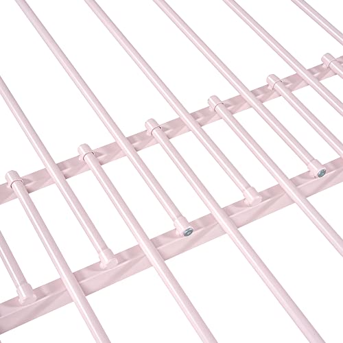  Twin Size Metal Daybed With Trundle, Daybed With Slat No Box Required, Noise Free, For Bedroom Living Room - Pink