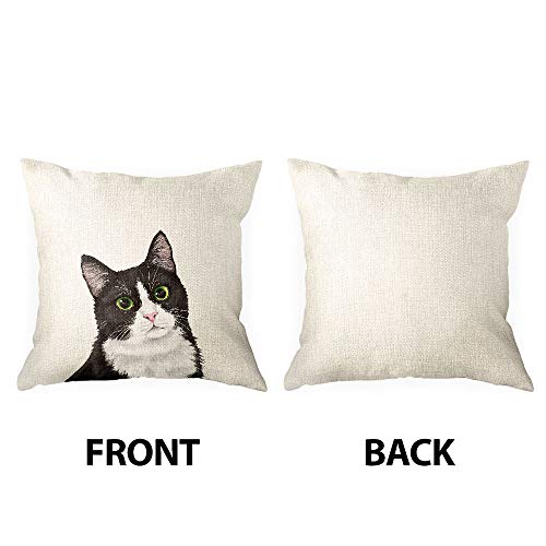  WIRESTER Sofa Pillow Case, Decorative Throw Pillow Cushion Cover For Home Office 18 X 18 Inch, Cute Tuxedo Cat
