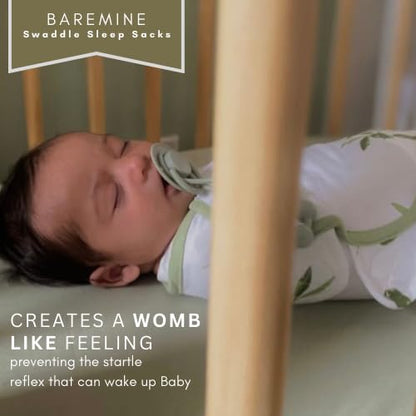  BAREMINE Newborn Swaddles - Baby Swaddles 0-3 Months - 3 Pack Premium Cotton Swaddle Blankets - Adjustable Infant Sleep Sack - Baby Gifts For Boys Girls - Gender Neutral Baby Gift