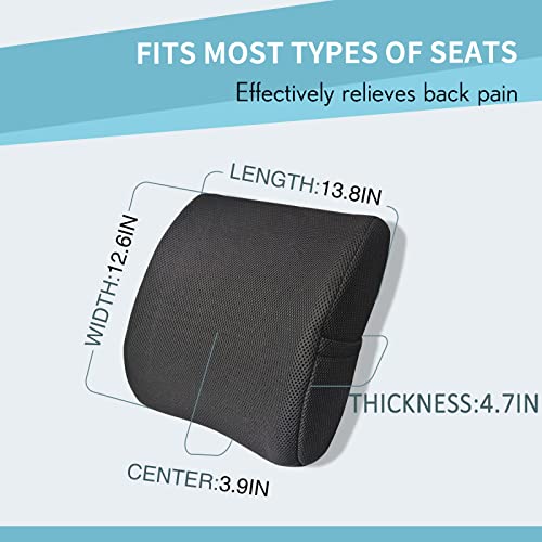  Super Comfy Lumbar Support Pillow For Office Chair And Car Seat, Removable Mesh Cover & Double Adjustable Straps, Ergonomic Memory Foam - Back Pillow For Back Pain Relief/Improving Sitting Posture